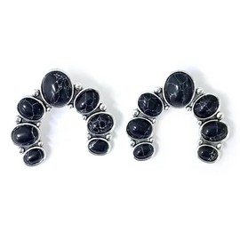 Azusa Sun Vintage Geometric Earrings Black Turquoise Stud Earrings Bohemian Retro Western Jewelry Gifts for Women