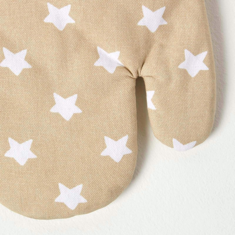 HOMESCAPES - Pure Cotton Oven Glove - Stars - Beige