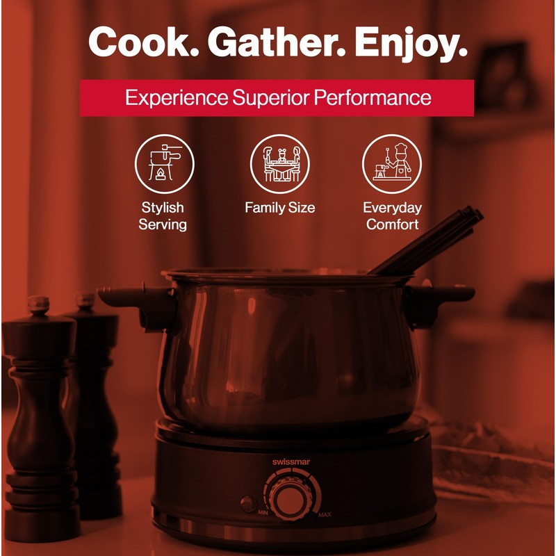 Swissmar Arolla 10 Pieces Stainless Steel Electric Fondue Set -