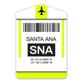 Squiddy Santa Ana John Wayne Orange County Airport Code SNA Travel Luggage Tag - Vinyl Sticker Decal for Phone, Laptop, Water Bottle (3" high)