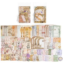 200PCS Vintage Scrapbook Paper Journaling Scrapbooking Supplies Kit Aesthetic Decorative Craft Paper Pack for Planner, Bullet Journaling, Junk Journal, Retro Craft