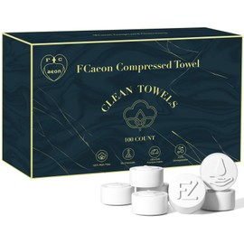 FCaeon Toallitas Faciales Desechables Comprimidas Ultra Suaves,Compressed Towel Guantes de Tocador Gruesos, Toallitas de Algodón para Desmaquillaje de Viaje, Piel Sensible, Cuidado(100 Unidad Azul)