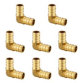 EFIELD 18 PCS Pex Barb Crimp Brass Fitting Combo: 1/2" 90 Degree Elbow (8PCS) & Straight Coupling 1/2" (6PCS), 1/2" Tee (4 PCS), (1/2 inch)