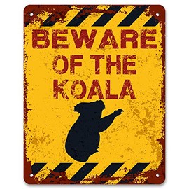 Print Crafted - Beware Of The Koala | Vintage Metal Garden Yard Warning Sign