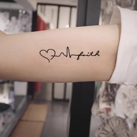 Oottati 2 Sheets Tiny Small Temporary Tattoos For Women Men Finger Hands Neck Wrist Face, Cute Long Lasting Cartoon Fake Tattoo Stickers For Kids Boys Girls Heartbeat Faith