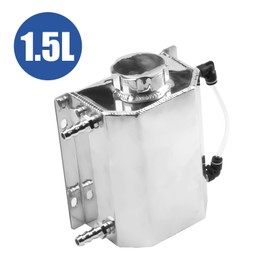 TomGoo Universal 1.5L Radiator Coolant Overflow Tank,Recovery Coolant Bottle,Polished Aluminum(Silver)