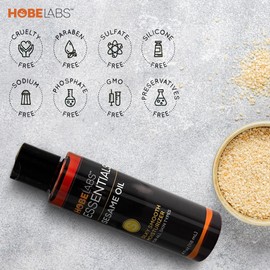 Hobe Labs Sesame Oil - 4 oz - Natural Moisturizer for All Skin Types, Antioxidant & Vitamin Rich Formula, Premium Massage Oil with Light Texture to Rejuvenate and Revitalize