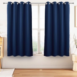 OSLIFE 2 Paneles Cortinas Blackout, Aislamiento Térmico para Sala/Recámara Ventana,Suave 100% Microfibra Poliéster Impermeable,Anillo de Sujeción,Reducción de Ruido,107 * 160cm,(Azul,107 * 160cm)