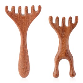 BOXOB 2pcs Wooden Scalp Massager, Portable Wooden Head Hair Massager for Relaxation Hair Growth Gift for Women Mom Sister (Double and Single Head)