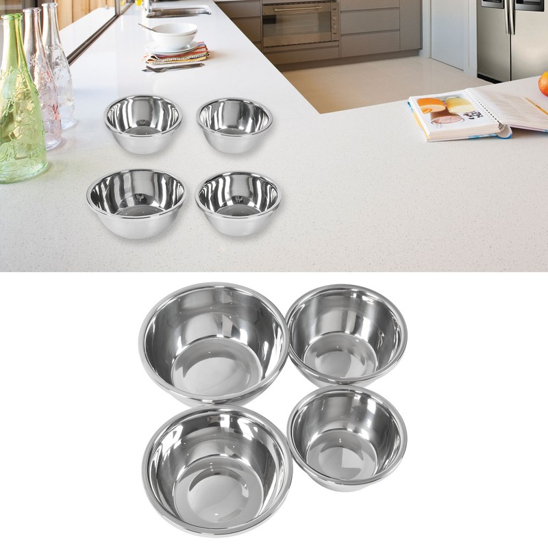 4PCS Stainless Steel Mixing Bowl Set Thickened Soup Bowl Non
