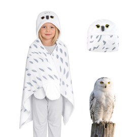 Snowy Owl Wearable Hooded Blanket Adult Gift - Cozy Blanket Hoodie Cape Throw for Women Men, Birthday Holiday Presents (Thin style - A, 55.1"x31.5")