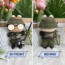 6 Set 17cm Doll Clothes - Clothes for Dolls Outfit - Accessories for 17cm Dolls Clothes + Camouflage top +Black Hat + Small Camera + Glasses + Leather Shoes, No Doll Included (Style-A)