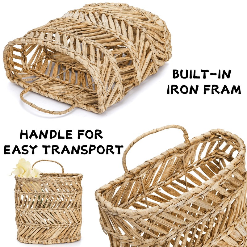 YOUEON Large Woven Hanging Storage Basket, 12x5x14 Inch Natural Water