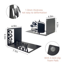 Decorative Kitchen Book Ends, Unique Metal Cookbook Holder Kitchen Bookends Storage for Shelves, Farmhouse Kitchen Decorations Book Holder Supports for Book-Rack Desk