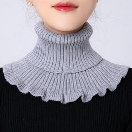 Frill Knit Layered Mock Turtleneck Dickey Neck Warmer Wine 3ea