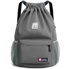 Tesmien Drawstring Bags,Waterproof Swimming Bags Unisex Sports Backpacks for Kids Adult, Large Drawstring Sackpacks Bags for School Gym Sports Travel Swimming-Grey