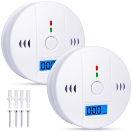 LUHI 2PCS Detector de Humo, Detector de Monóxido de Carbono,Sirena inalámbrica con Pantalla Digital y Alarma Sonora, Ideal para oficinas, dormitorios, cocinas, baños, etc. (2PCS)