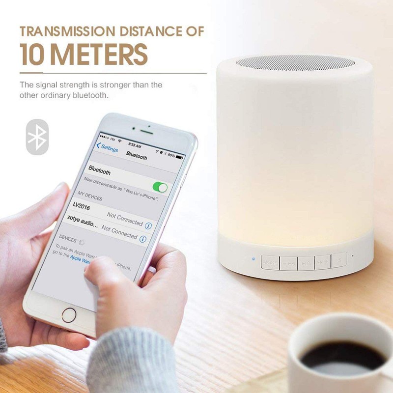 Petyoung Touch Bedside Lamp with Bluetooth Speaker, Smart Portable Table