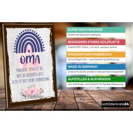schilderkreis24 - Wooden Sign Grandma Sometimes Forget Du Dass Du Großartig Bist Deine Erinnerung Wall Decoration 28 x 19 cm Gift Idea for Grandmothers