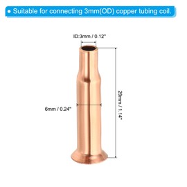 PATIKIL 1/8" (3mm) ID Copper Tube Flare Fitting, 5 Pcs Straight Copper Coupling Welding Joint Pipe Fitting for Refrigeration Tubing (Length 29mm)