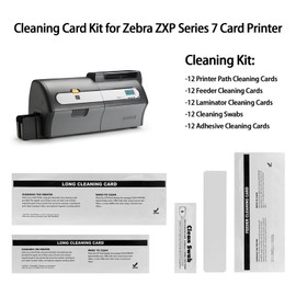 105999-704 12-Pack Printer & Laminator Cleaning Card 5 Piece Set for Zebra ZXP Series 7 ZXP7 ID Card Printer