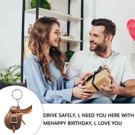 CGEAMDY Cowboy Car Key Fob, Saddle Car Keyring, Saddle Pendant for Horse Lovers, Western Cowboy, Saddle Cowboy Key Fob, Leather Keyring