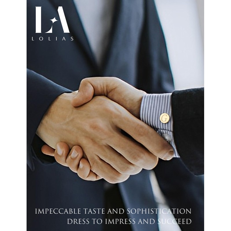 LOLIAS Cuff Links Mens Accessories Jewelry Classic Initial Cufflinks with