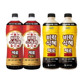 Virak Sujeongwa Zero 1.5L x2 + Zero Sikhye 1.5L x2, None / 비락 수정과 제로 1.5L x2 + 제로 식혜 1.5L x2, 없음