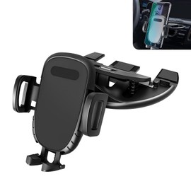 yorpyep CD Slot Cell Phone Holder, 360 Degree Rotatable Automatic Locking Non-Slip Navigation Stand, with Shock-Absorbing Silicone Protection, for Most Cars Retractable Phone Bracket (Black)