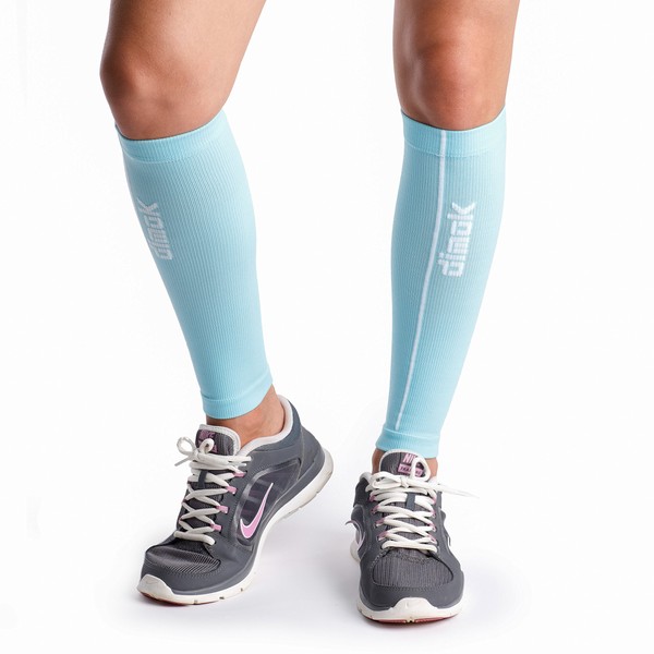 dimok Calf Compression Sleeves – Compression Socks Footless - Reduces Fatigue Varicose Veins Muscle Pain Cramps Shin Splints, Provides Fast Recovery (Blue, M/L)