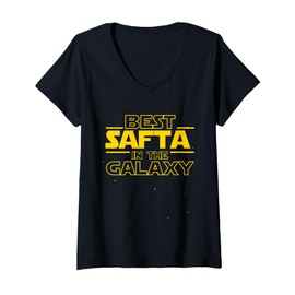 Womens Best SAFTA in The Galaxy | Grandma in Hebrew Funny Gifts V-Neck T-Shirt