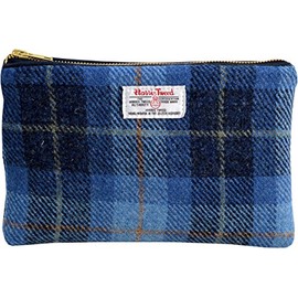 Vagabond Bags Harris Tweed Check Wash Bag, Blue (Mid Blue), Toiletry bag