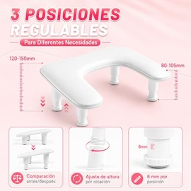 Reposabrazos para Uñas, Mesa para Uñas con 4 Soportes Ajustable, Cojín PU Cuero, Muestrario Uñas en Forma de U, Se Adapta al Salón Manicura y al Brico
