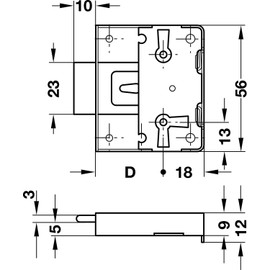 Gedotec Security Lock for Cabinets, Furniture Lock for Drawers, Box Lock Set, Nickel-Plated Steel, Screw-On Lock Backset: 15 mm, Made in Germany, 1 Piece - Cabinet Lock with Key