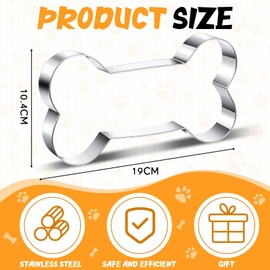 Teenyyou 7.5" x 4" Extra Large Dog Bone Cookie Cutter Stainless Steel Dog Bone Shape Cutter Metal Dog Treat Cookie Cutter Homemade Dog Biscuit Treats Cutter for Dog Theme Party Holiday Baking Cookie
