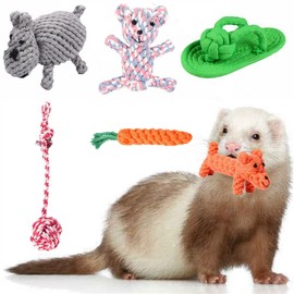 6 Pack Ferret Rope Chew Toys Durable Knotted Rope Tug Perfect for Teething Mammals Cotton Claws Grinding Toys Interactive Dog Cat Toy Set
