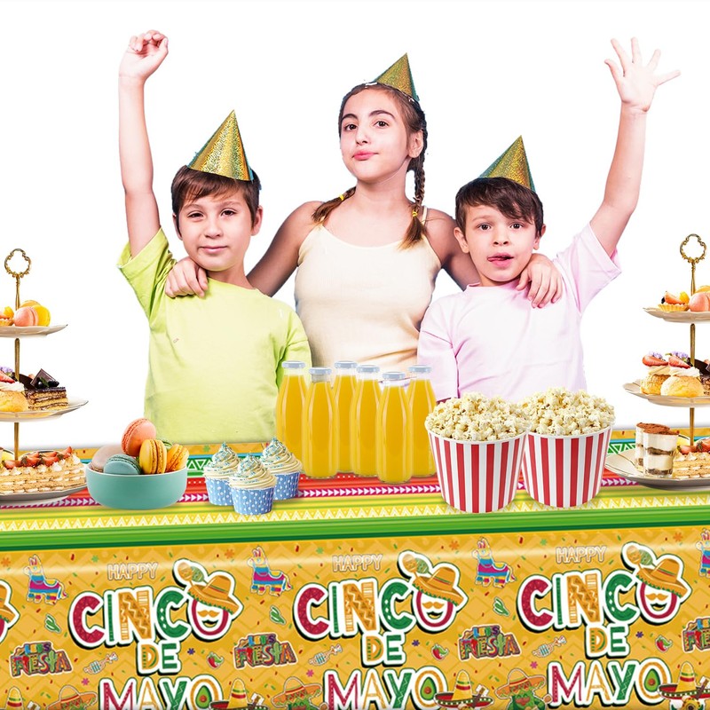 PARSUP 2PCS Cinco de Mayo Disposable Tablecloth Party Supplies, 108