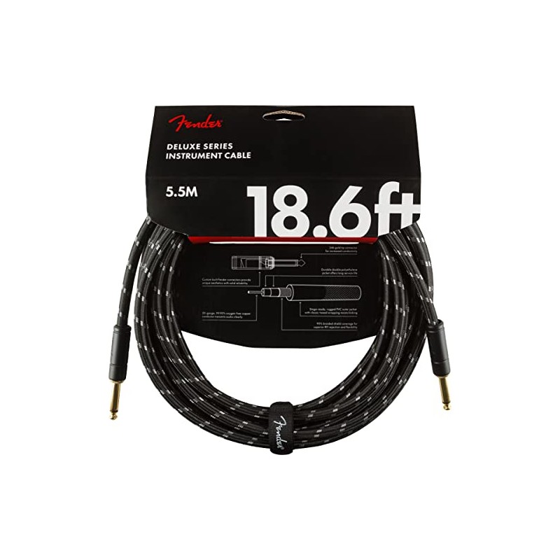 Fender Cable de instrumentos de la serie Deluxe, recto/recto, tweed