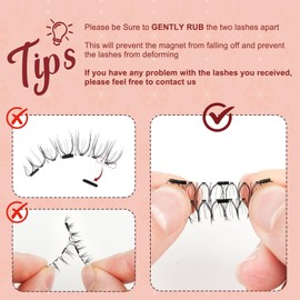 Higu clace Magnetic Eyelashes Natural Look, 4 pairs Magnetic Lashes with Applicator, Reusable Wispy 3D Eyelashes Soft 3 Magnets Half Lashes without Eyeliner, Easy to Wear and Remove(4Pair-Style B)