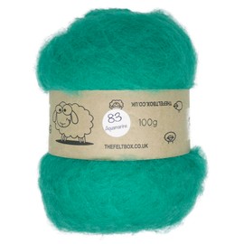 Carded Wool For Felting, Needle Felting Wool, Wool Batt, Craft Wool, Single Shade (Group C), 100 grams 3.5 Oz (Aquamarine (83))