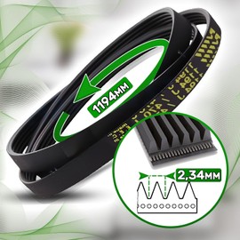 V-belt washing machine Poly-V 1194 J5 V-ribbed belt for drive has a height of 4 mm and a rib width of 2.34 mm. ONIX TECH