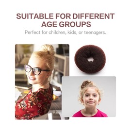 Brown Hair Bun Maker 3 Pieces Magic Hair Styling Doughnut Shaper, DIY Hair Foam Ring Shaper Snap for Women Girls (Small+Medium+Large)