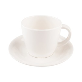 Voga 10 Ounce Cappuccino Cups With Saucers, Set Of 10 Break-Resistant Coffee Cups With Saucers - Serve Lattes, Mochas, or Teas, For Homes or Restaurants, White Melamine Cups With Saucers