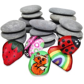 18PCS Rocks for Painting 2”- 3”, Flat River Rocks to Paint, Smooth Stones for Crafts