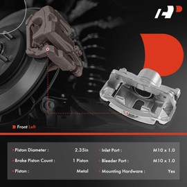 A-Premium Disc Brake Caliper Assembly with Bracket Compatible with Select Hyundai and Kia Models - Azera 2006-2011, Sonata 2006-2010, Amanti 2007-2009 - Front Left Driver Side