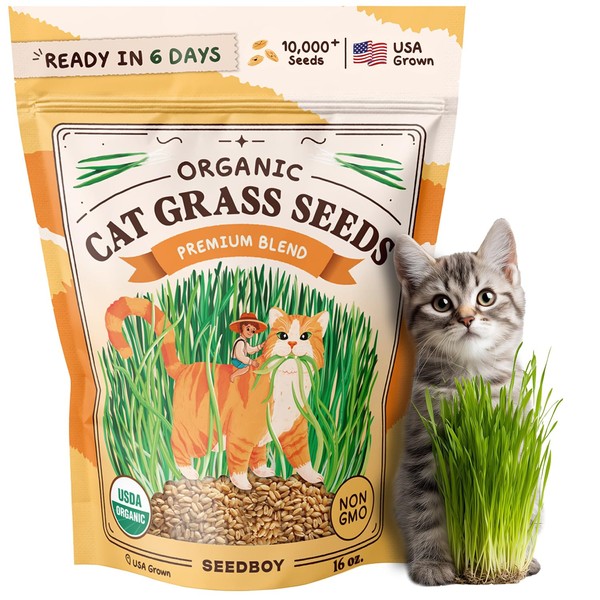 Seedboy Organic Cat Grass Seeds for Planting, Non-GMO Wheat, Oat,