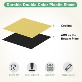 M METERXITY 6-Pack Engraving Blank Materials Double Color 8x2 Inch, 1.3mm Thick ABS Plastic Sheet Yard Signs Name Plate for Door/Office/Home/Conference/Hotel/DIY Carving[Gold/Black]