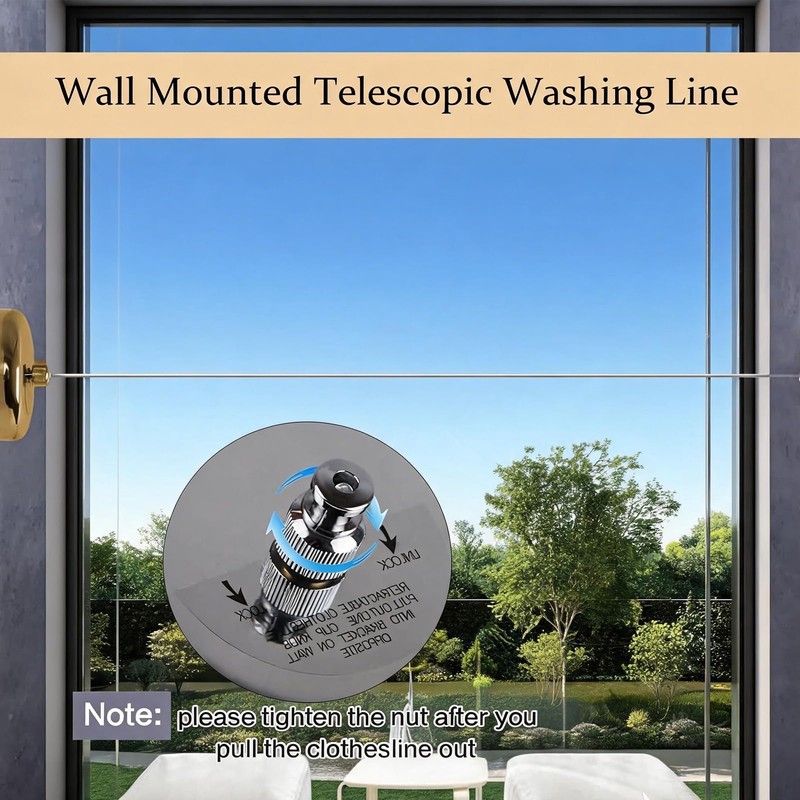 Retractable Clothes Line 9.2 FT Adjustable Brass Laundry Line Wall