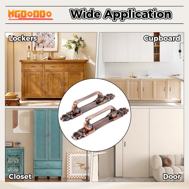 2Pcs Antique Bronze Cabinet Handles,Vintage Cabinet Handles Cupboard Handle 165mm