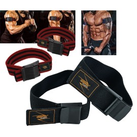 EVO Fitness [PAIR Occlusion Training Bands Bodybuilding Blood Flow Restriction bfr Straps Elastic Gym Workout Wraps (Black)